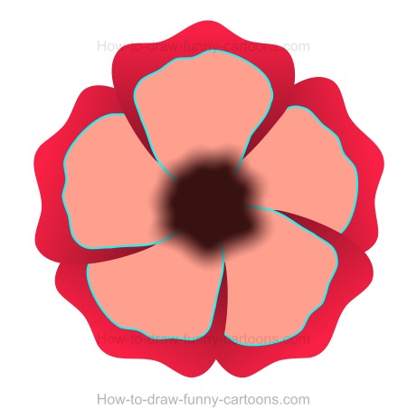 how to draw a poppy flower step by step
