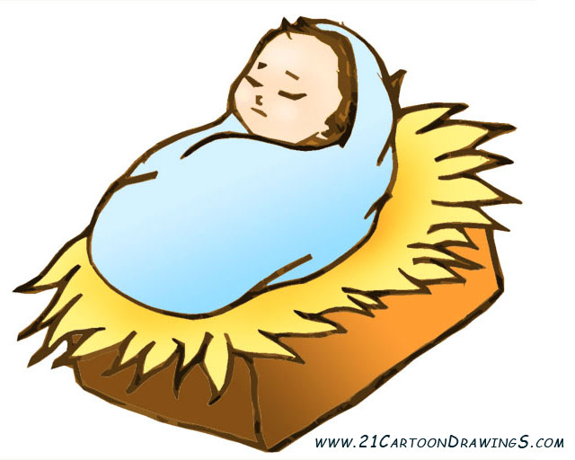 Baby jesus in a manger clipart