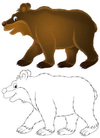 Cartoon Of The Black Bear Sketches Clip Art, Vector Images ...