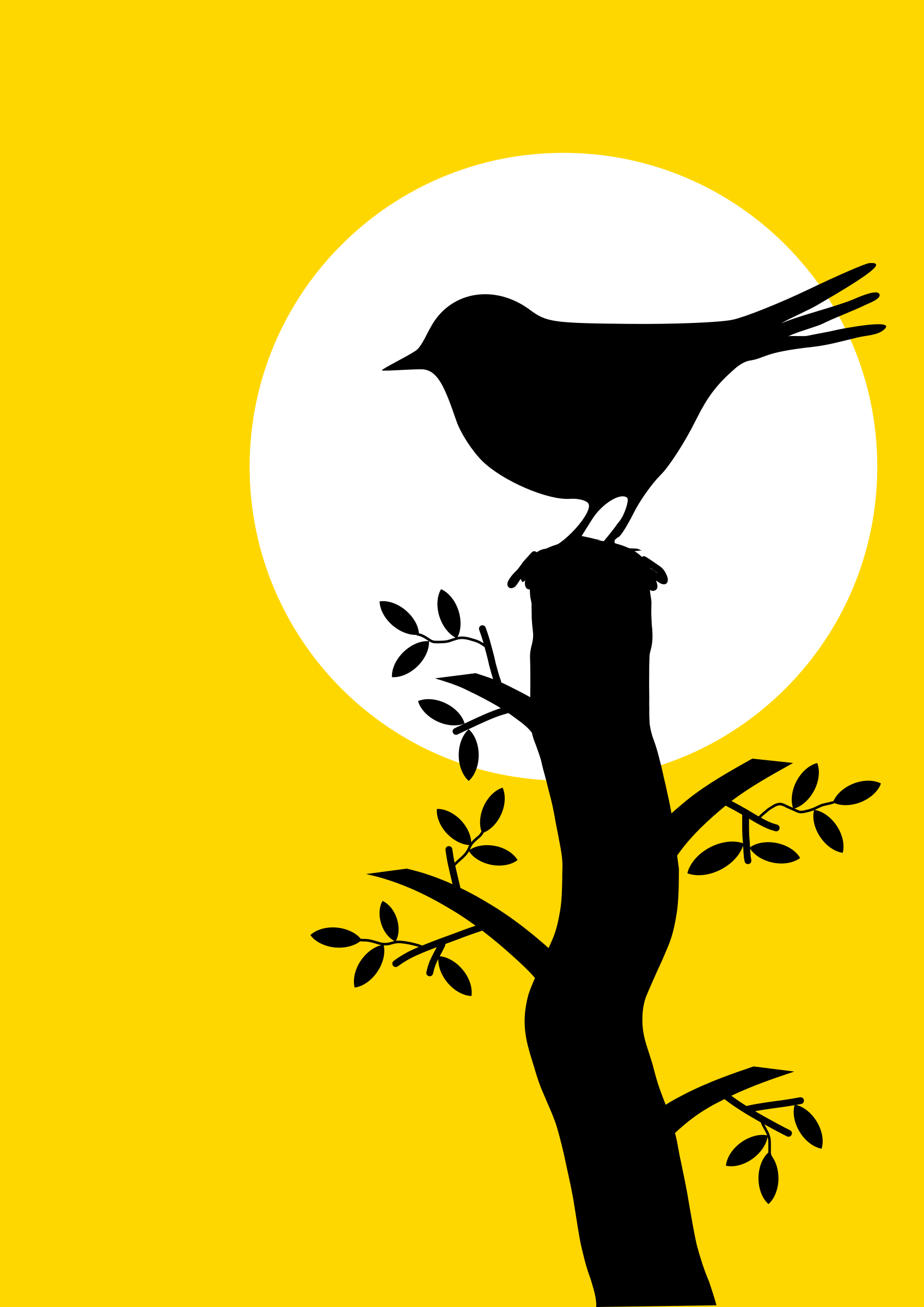 Clipart - Silhouette with bird and tree