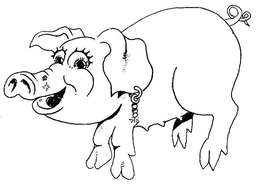 Pig Line Drawing