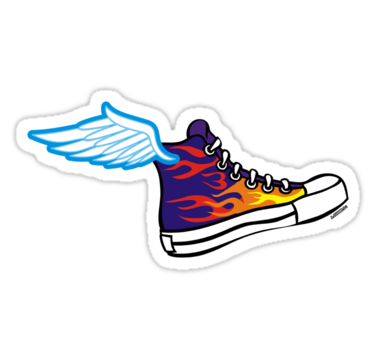 Flying Tennis Shoe" Stickers by Alejandro Cuadra | Redbubble