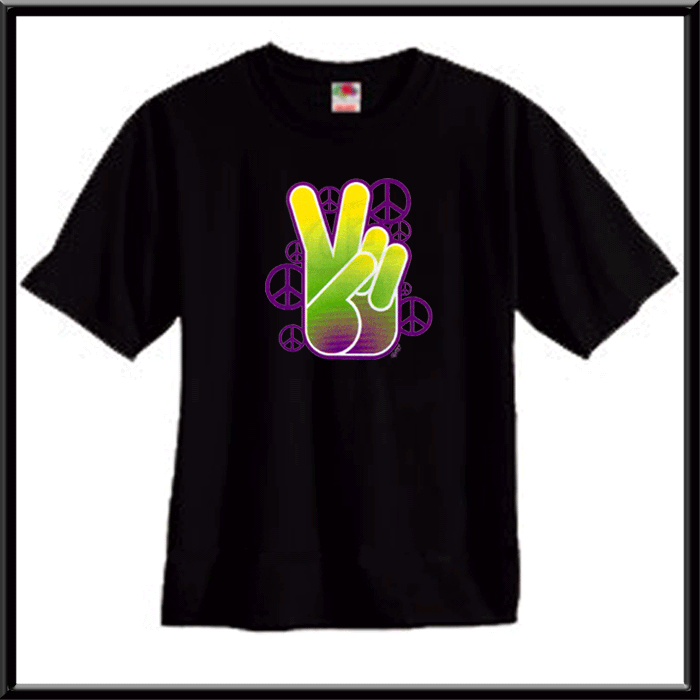 Neon Peace Fingers T Shirt s M L XL 2X 3X 4X 5X Sign Symbol Hippie ...