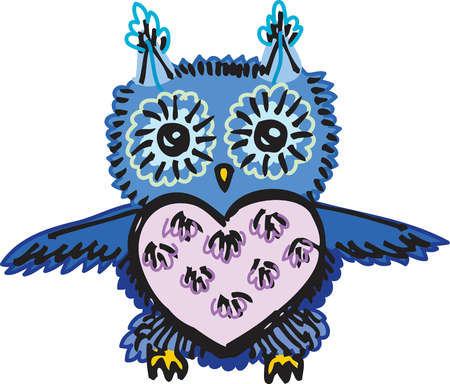 Stock Illustration - A blue and purple owl with wings outspread ...