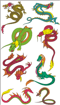 Chinese & Japanese Dragons - Vector images on CD or by download