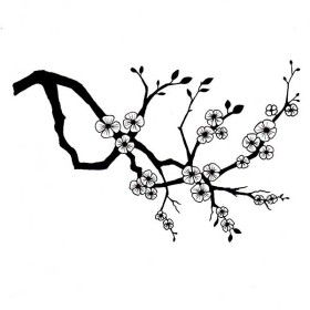 Black And White Cherry Blossom Clip Art