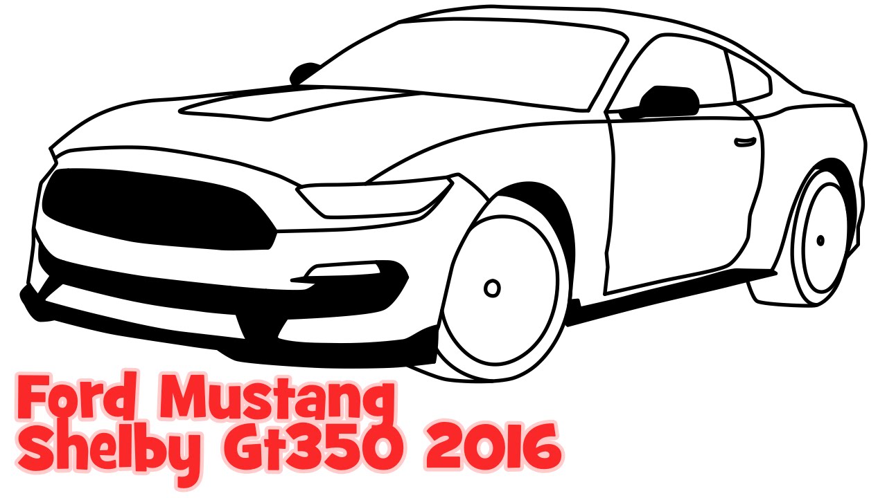 How to draw a car Ford Mustang Shelby GT350 2016 step by step easy ...