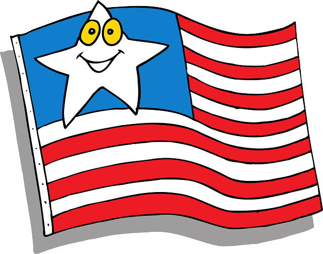 FLAG, STAR, FACE, CARTOON, AMERICAN, WAVE, SMILE - Public Domain ...