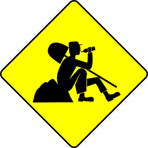 Vector image of man at computer warning road sign | Public domain ...