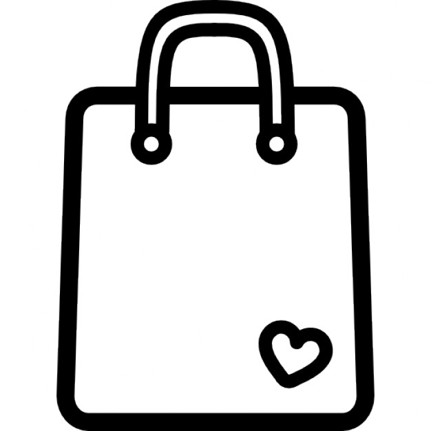 Shopping bag outline tool with a small heart Icons | Free Download