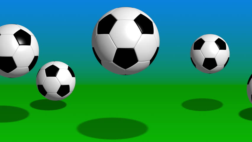 Bouncing Soccer Balls On Green Background. Stock Footage Video ...