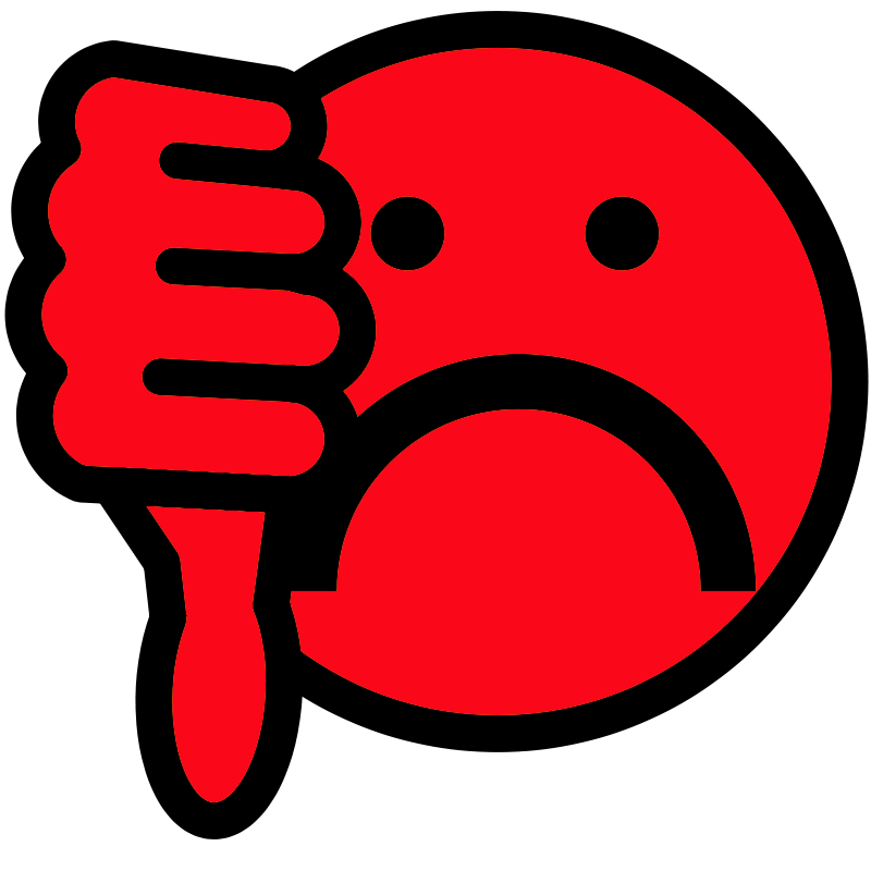 Sad face thumbs down clipart