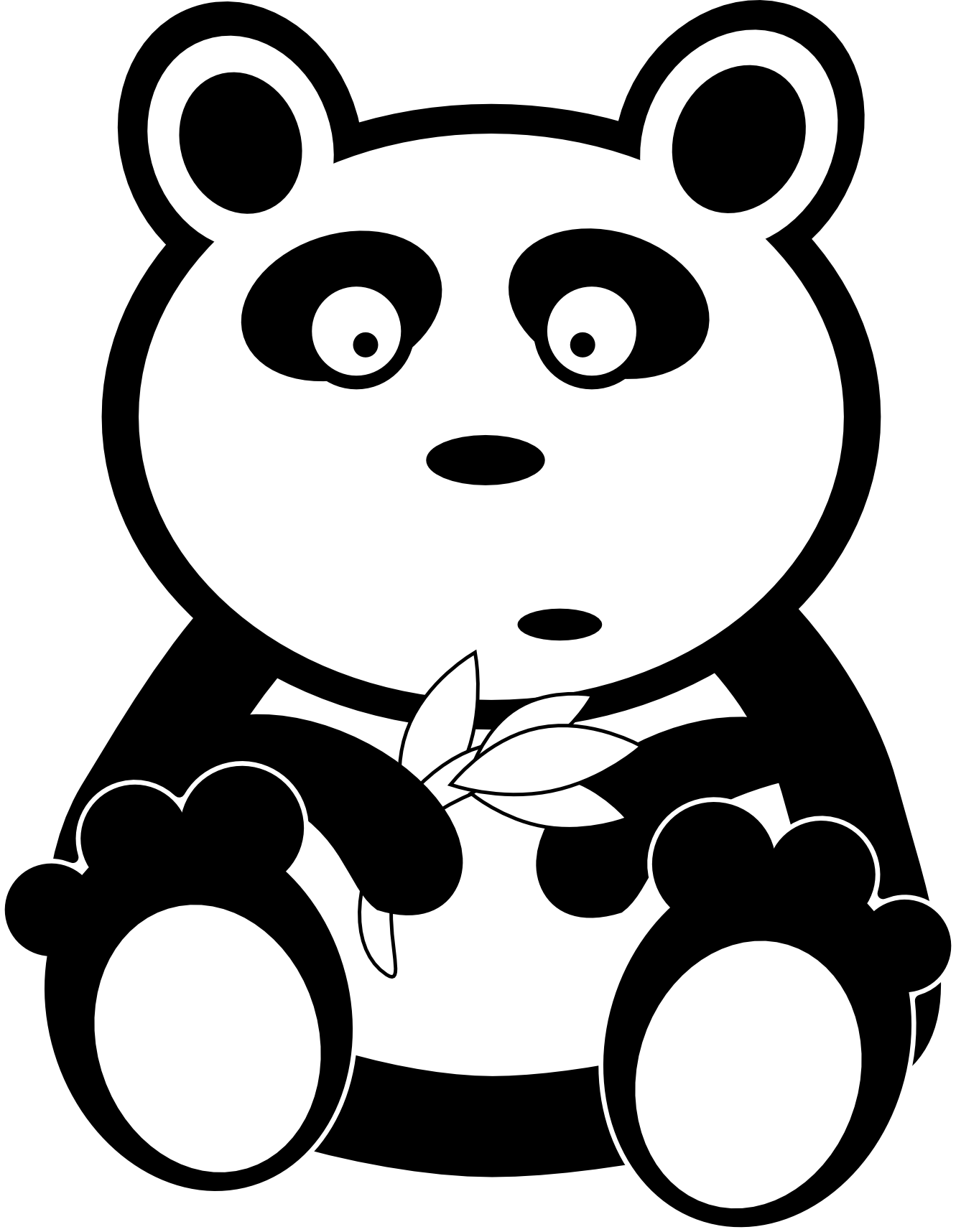 Clip Art: Panda Black White Line Art Bear Teddy ...