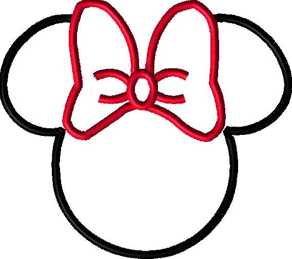 Girl Mouse Head with Bow Applique Design. by AppliqueDazzle