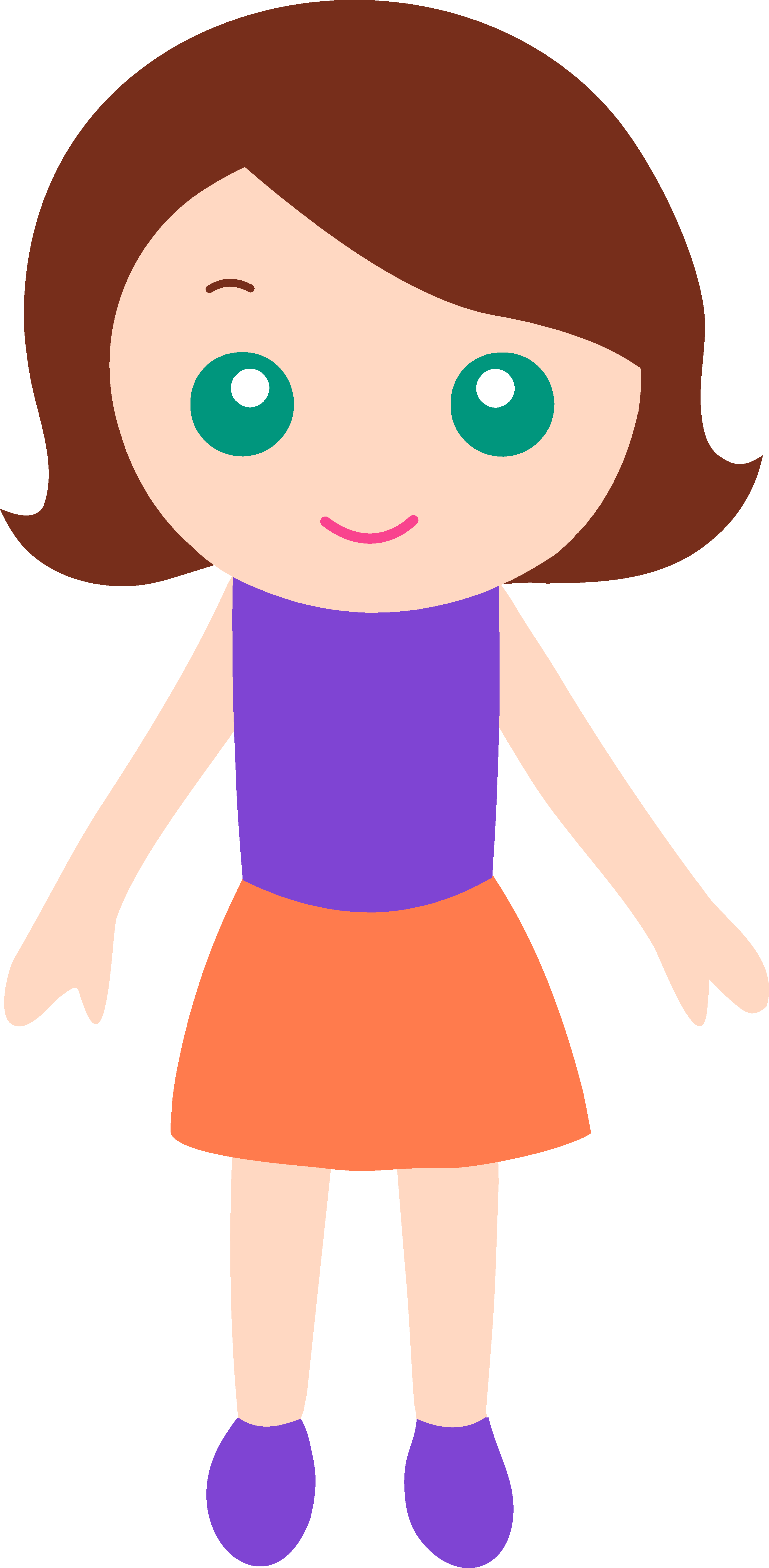 Kid with brown hair and blue eyes clipart