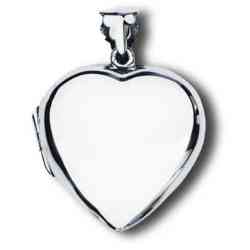 Sterling Silver Large Engraveable Plain Heart Locket Pendant ...