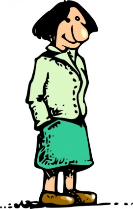 Woman Standing Smiling Cartoon clip art | Vector Clip Art