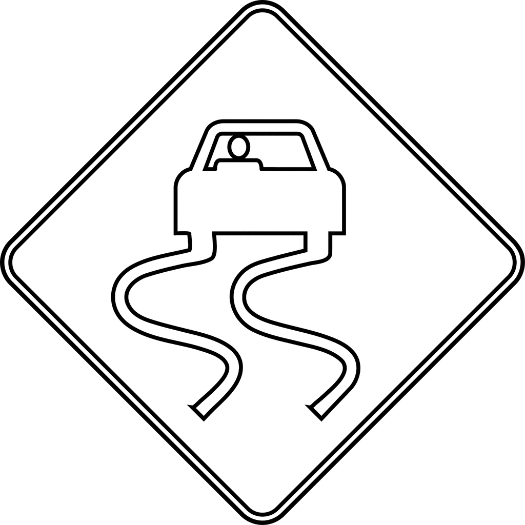 slippery road signs Colouring Pages