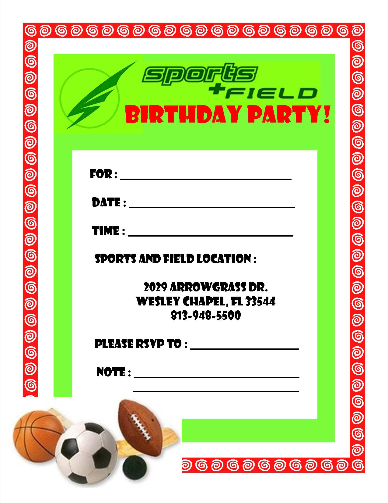 Birthday Party Invitations | Sports and Field