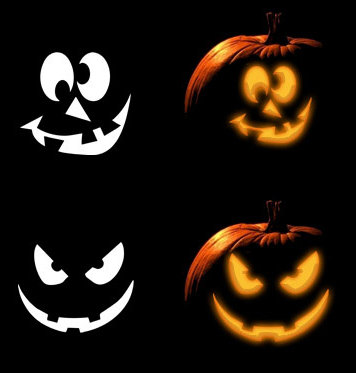 Halloween Pumpkin Faces Clip Art Stencils for by ApoDesign