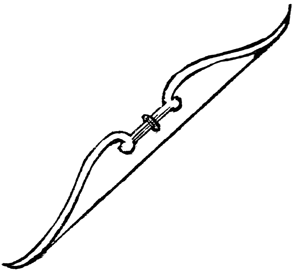 Bow and arrow black and white clipart