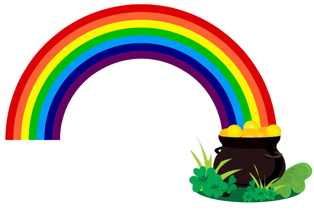 Rainbow with pot of gold clipart