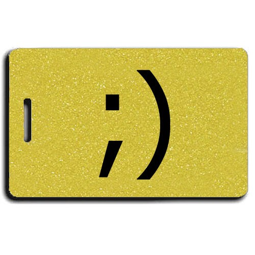 Wink Emoticon Luggage Tag ;) Gold