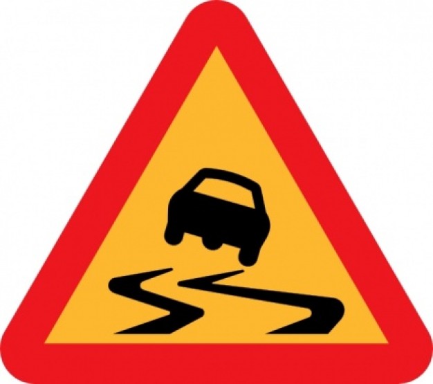Slippery Road Sign clip art | Download free Vector