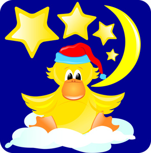 Bedtime Clipart Image - Bedtime Duckie with the Moon and Stars