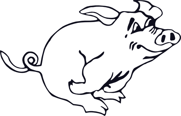 Outline Running Pig clip art Free Vector