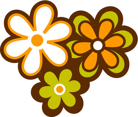 Stock Illustration - Illustration of three flowers