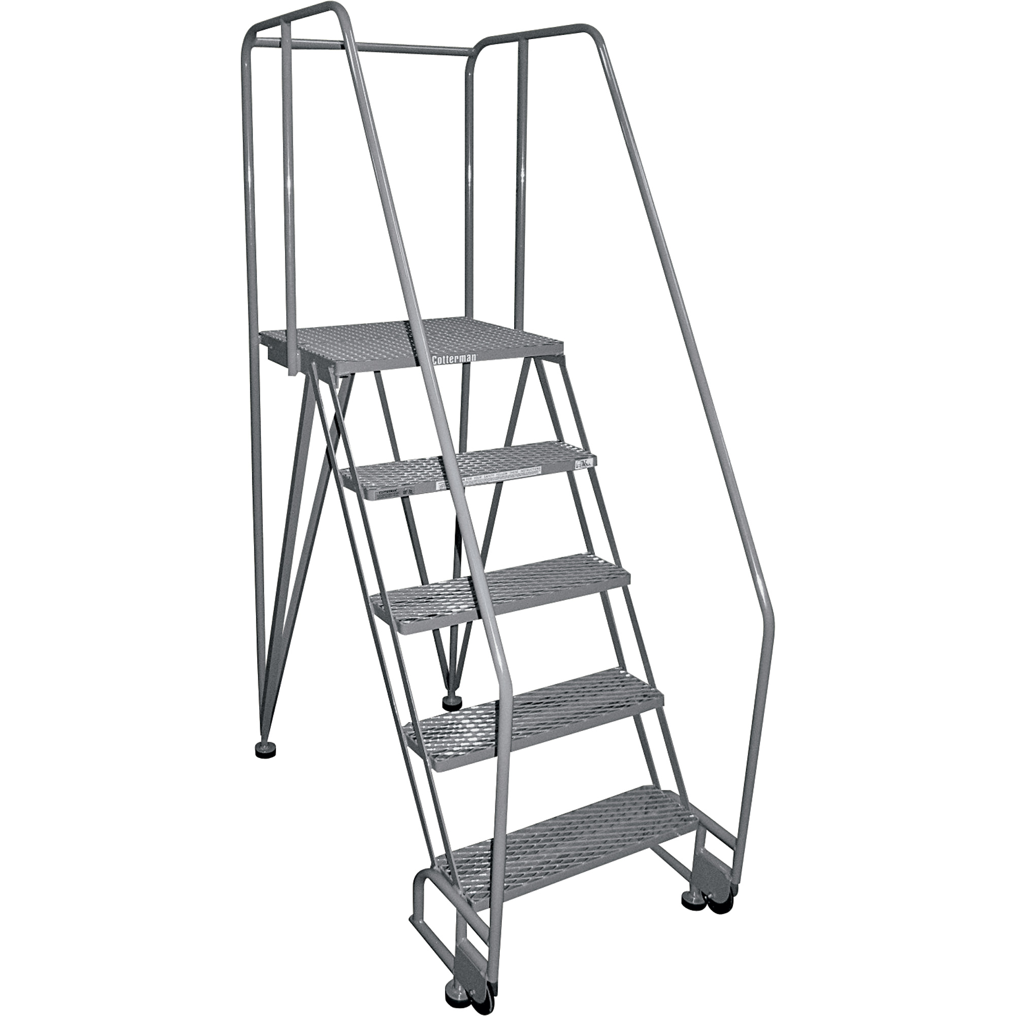 Cotterman TiltNRoll Straddle Ladder w/CAL OSHA Rail Kit — 6-Step ...