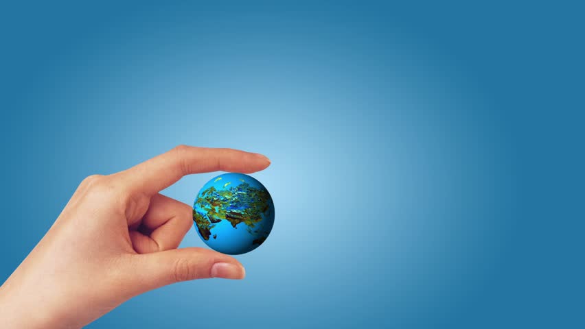 Human Hand Holding The Earth Planet. World Protection Stock ...