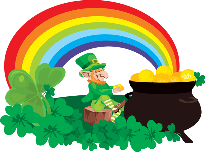 Rainbow with pot of gold clipart