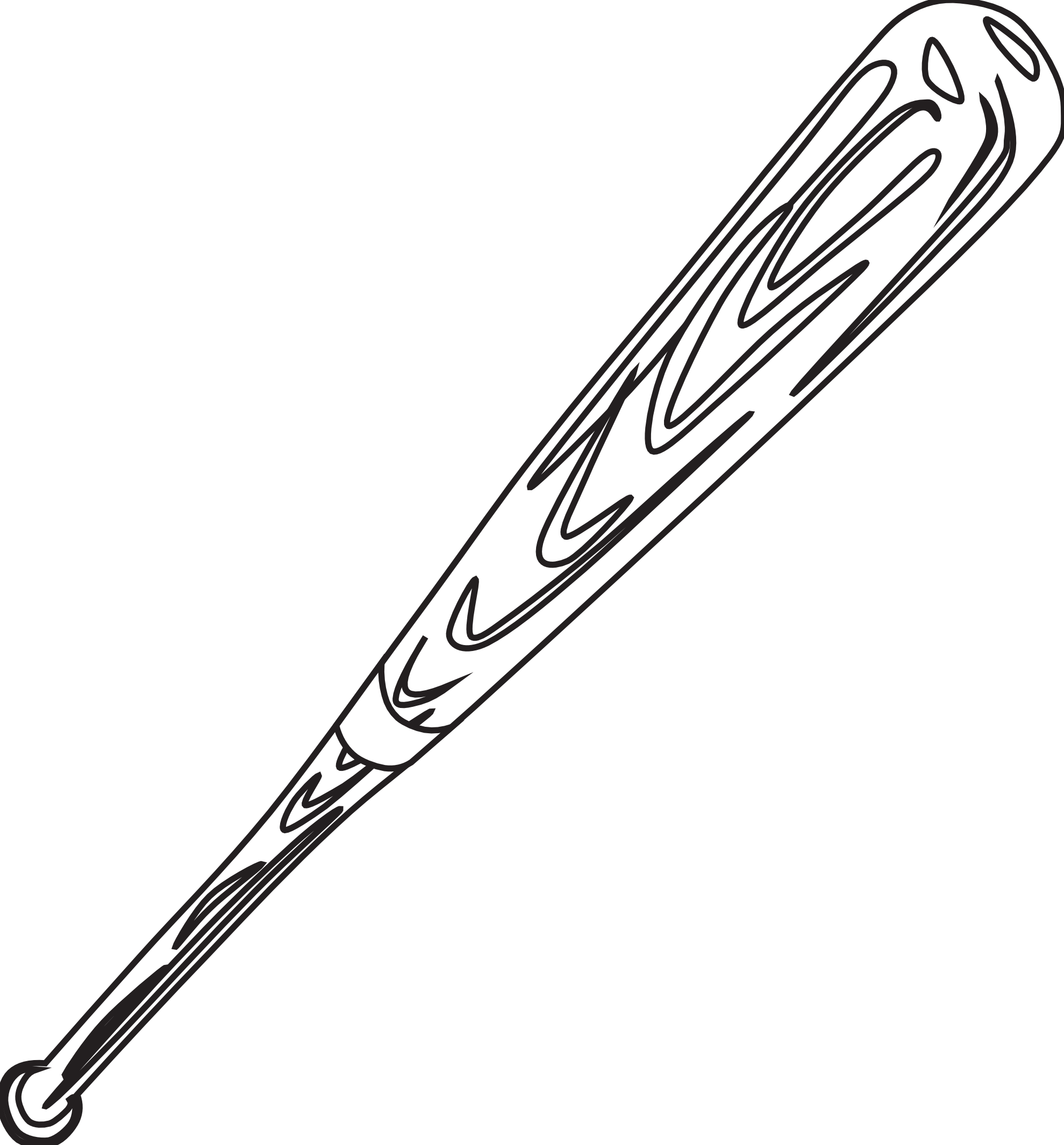 baseball bat black white line art hunky dory SVG colouringbook.