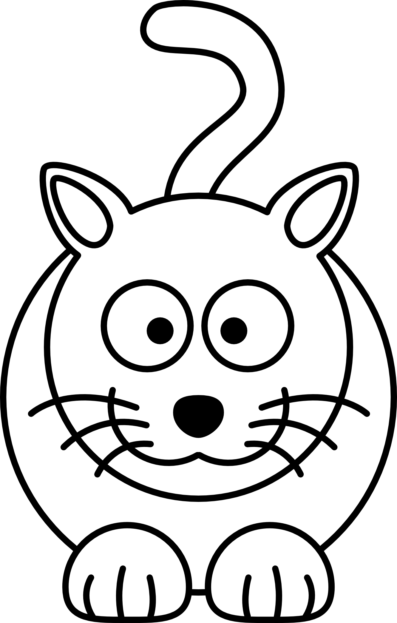 Cartoon Cat Black White Line Art Coloring Book Colouring Drawing ...