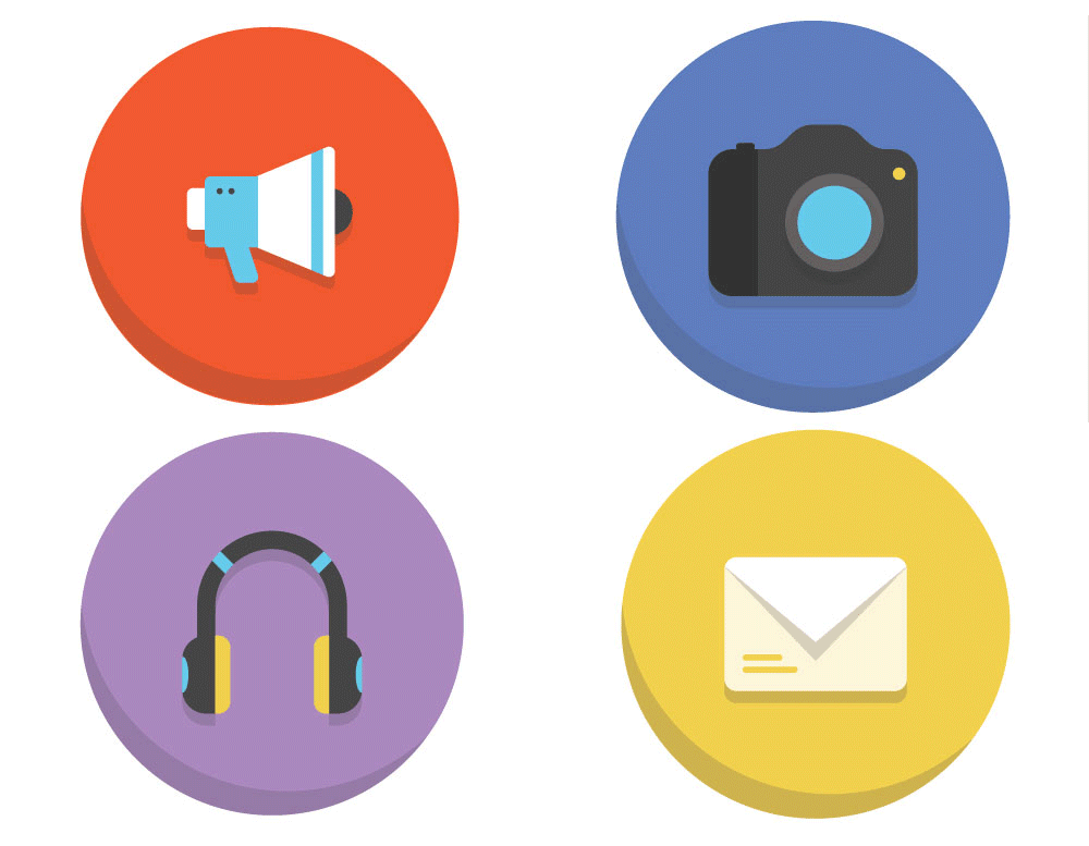 45 Colorful Illustrated Flat Icons For Free