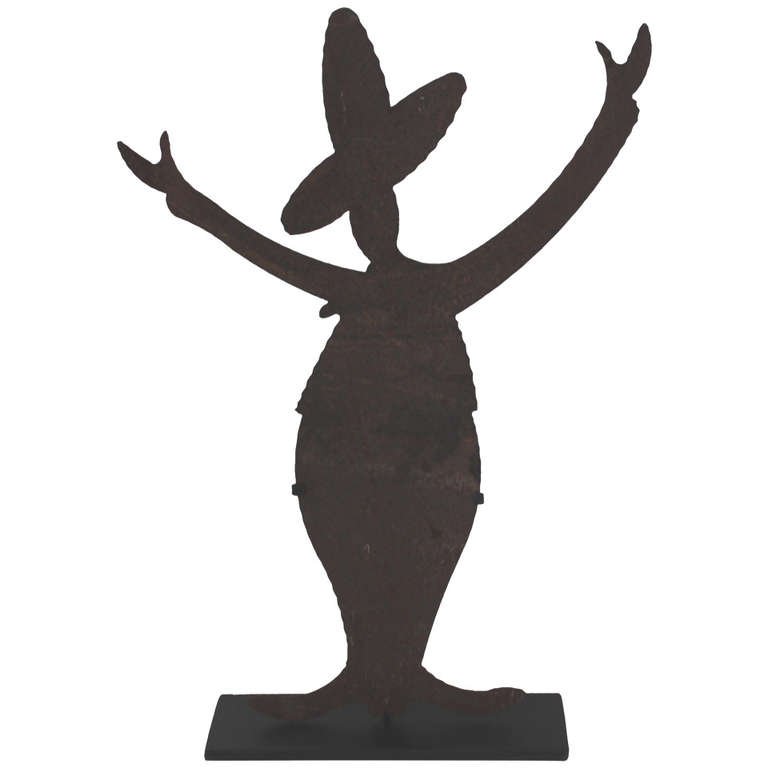 Iron Folk Art Mexican Silhouette Sign on Stand For Sale at 1stdibs