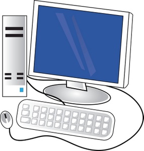 Computer Clipart Image - A White Desktop Computer With A Flat ...