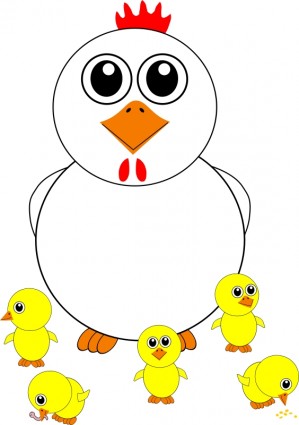 Funny Chicken and Chicks Cartoon vector clip art download free ...