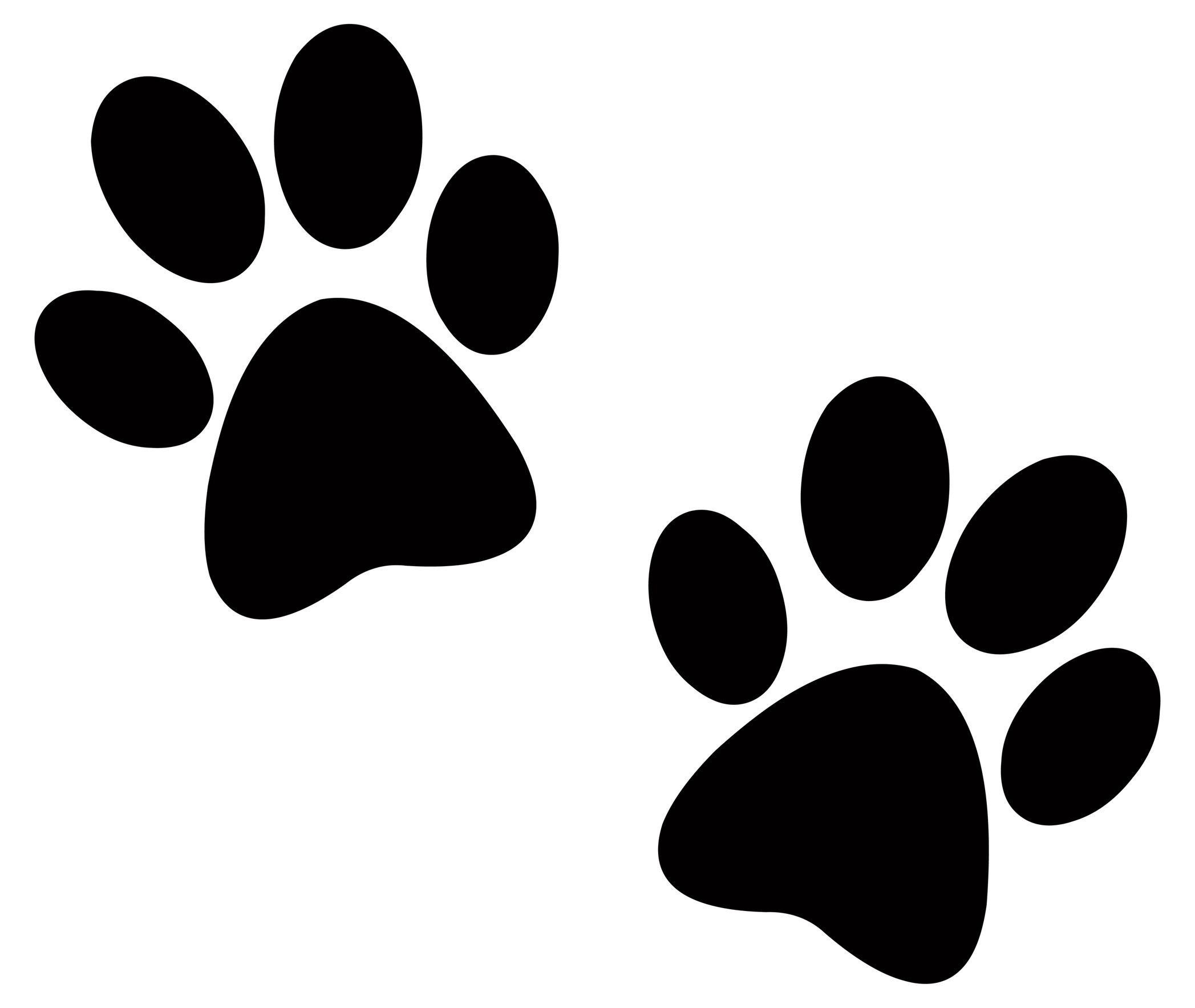 Paw Print Black And White Clipart