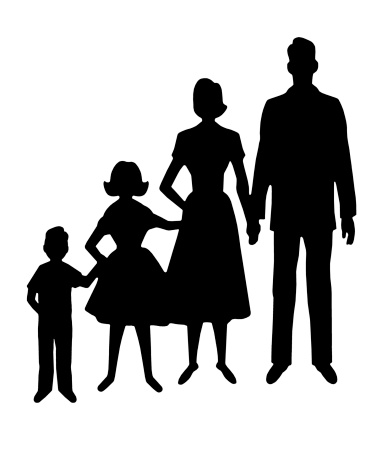 Family Of Four Standing Silhouette Clip Art, Vector Images ...