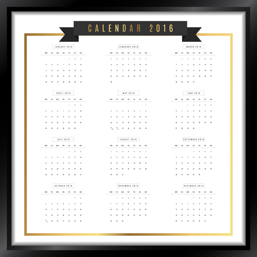 Photo frame Calendar 2016 vector material 03 - Vector Calendar ...