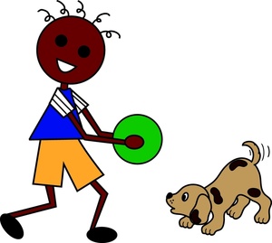 Boy And Dog Playing Clipart