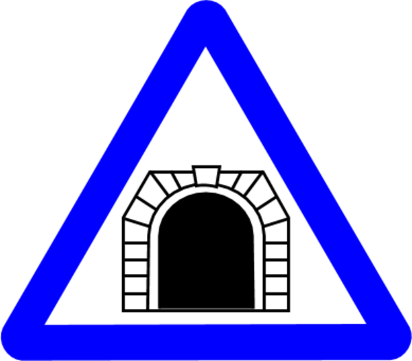 road warning sign tunnel ahead in triangle - vector Clip Art
