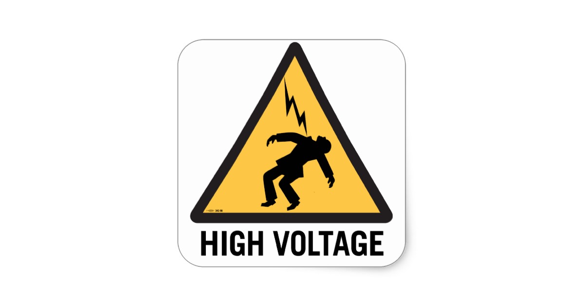 Retro Vintage Kitsch Danger High Voltage Sign Square Sticker | Zazzle