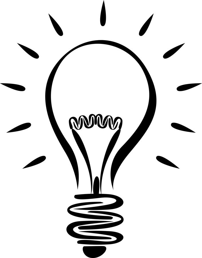 Lightbulb clipart black and white