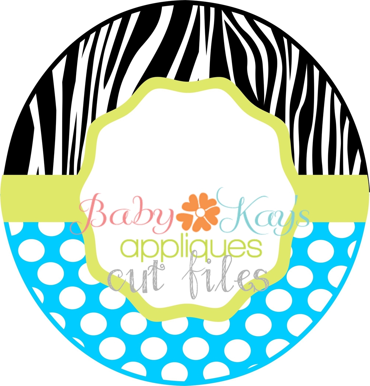 CUT FILE - Zebra and Dots Monogram Frame - Baby Kay's Appliques