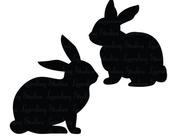 Easter bunny clipart black and white silhoutte