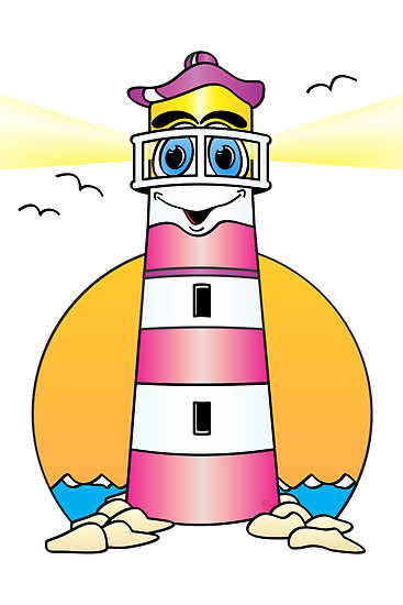 Lighthouse Cartoon Pink White" by Graphxpro | Redbubble